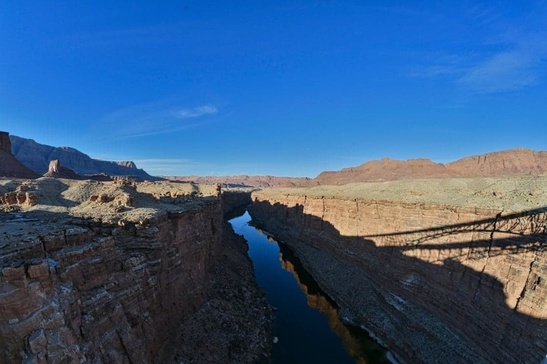 The Colorado River flowing through Marble Canyon near Lee's Ferry, Arizona