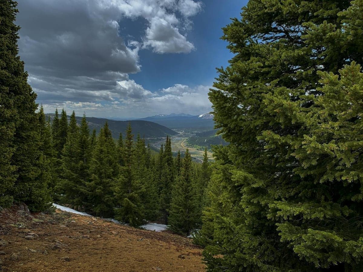 The view from above the South Platte valley. The river cuts through Pike National Forest southwest of Denver.