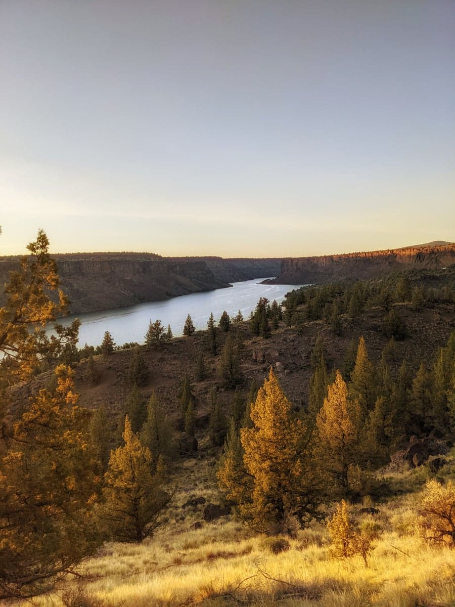 Lake Billy Chinook on the Deschutes River near Culver, Oregon. The river's transition from high plateau to deep canyon is visible in the terrain.