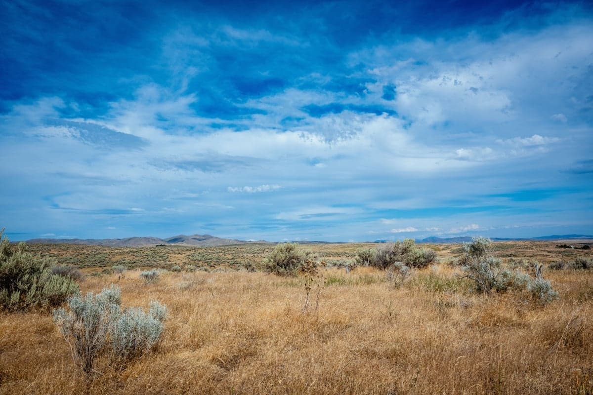Sagebrush plain. Grey Reef sits in country like this, where very little stands between you and the weather.
