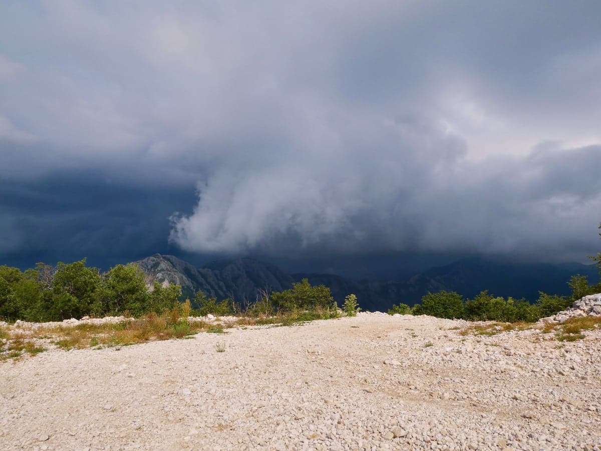 A storm building over open high country. South Park generates these in an hour on a July afternoon, and the canyon gives you a granite slot with nowhere sheltered to go. Reel up at the first thunder rather than the third.