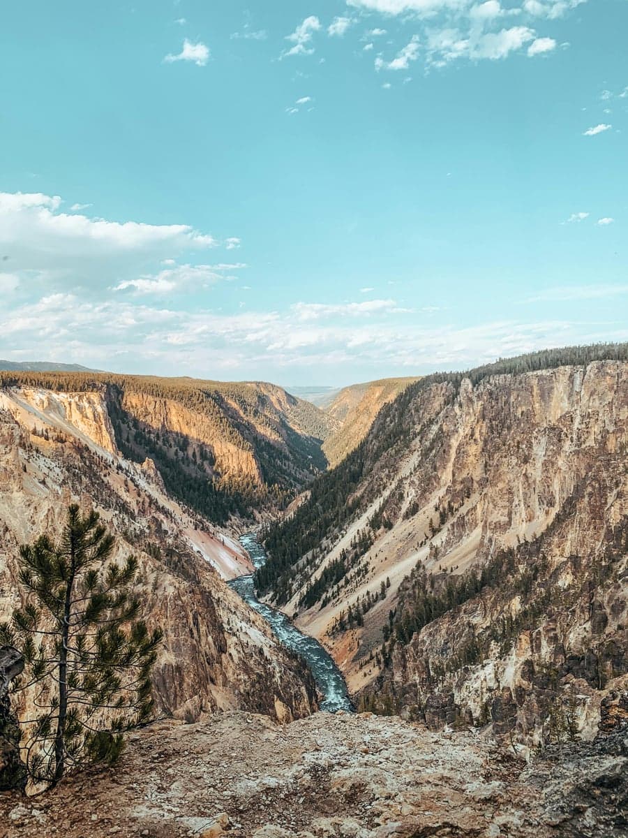 A narrow canyon in Yellowstone. Access to much of the park's best water requires hiking, sometimes on steep trails.